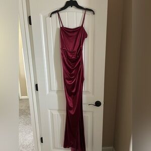 Honey and Rosie Asymmetrical Burgundy Dress